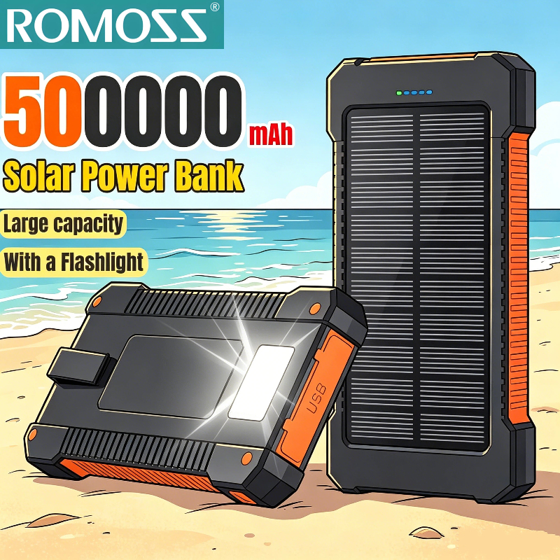 Solar Charger Panel Foldable - ROMOSS 500000mAh Solar Power Bank Super