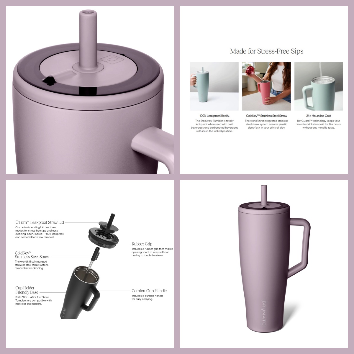 Stainless Steel Straw - 40oz Era Lilac Dusk Insulated Stainless