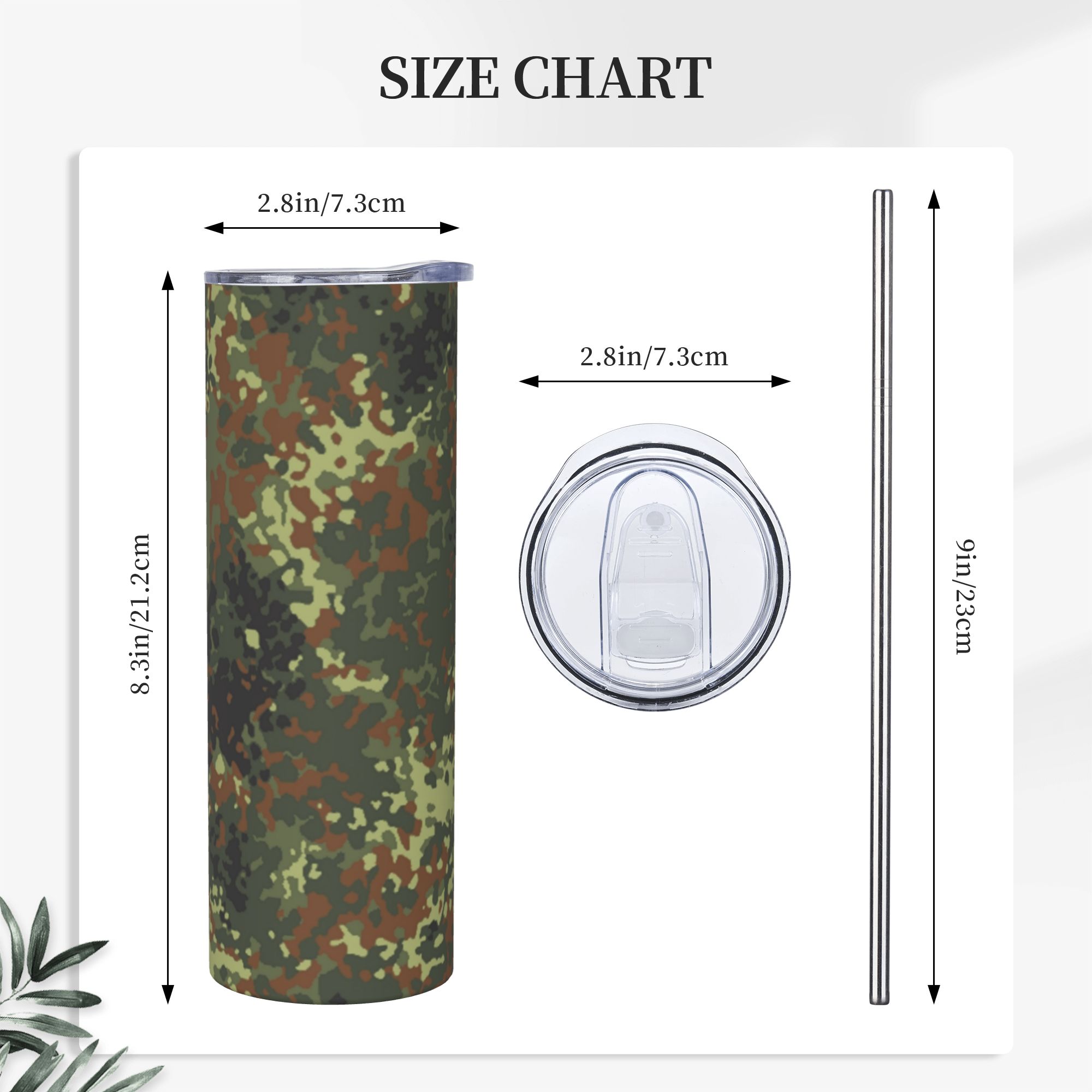 Flecktarn Camo Tumbler Vacuum  - Stainless Steel Straw recension och pris