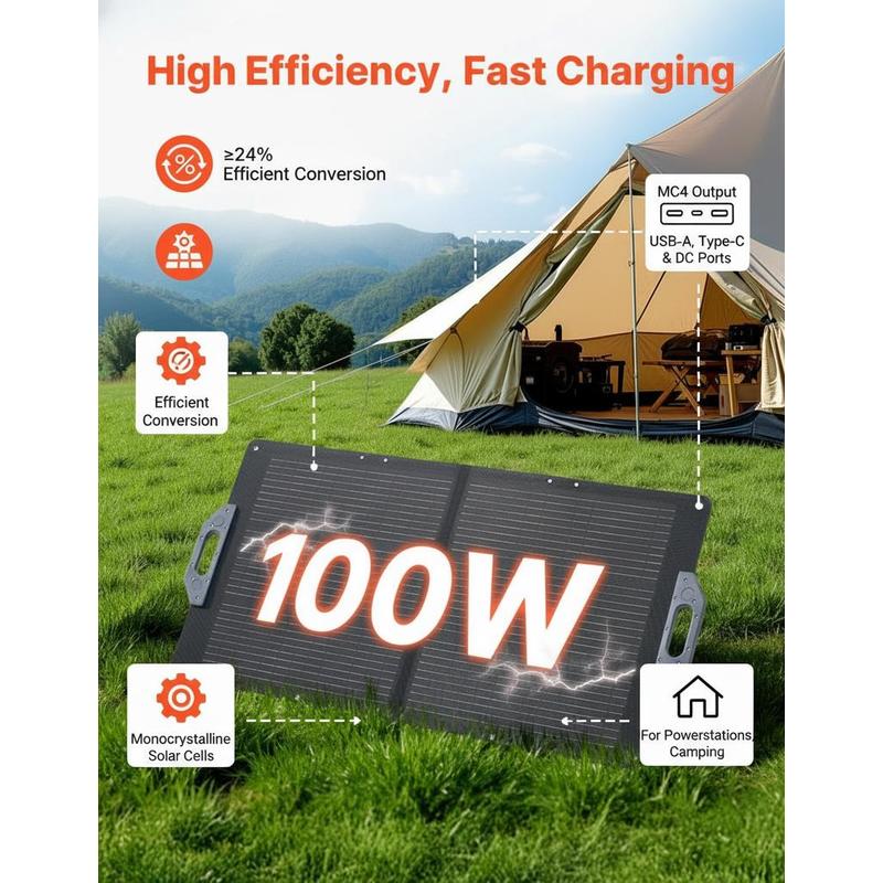 100W Foldable Solar Panel, 24% - Solar Charger Panel Foldable recension och pris