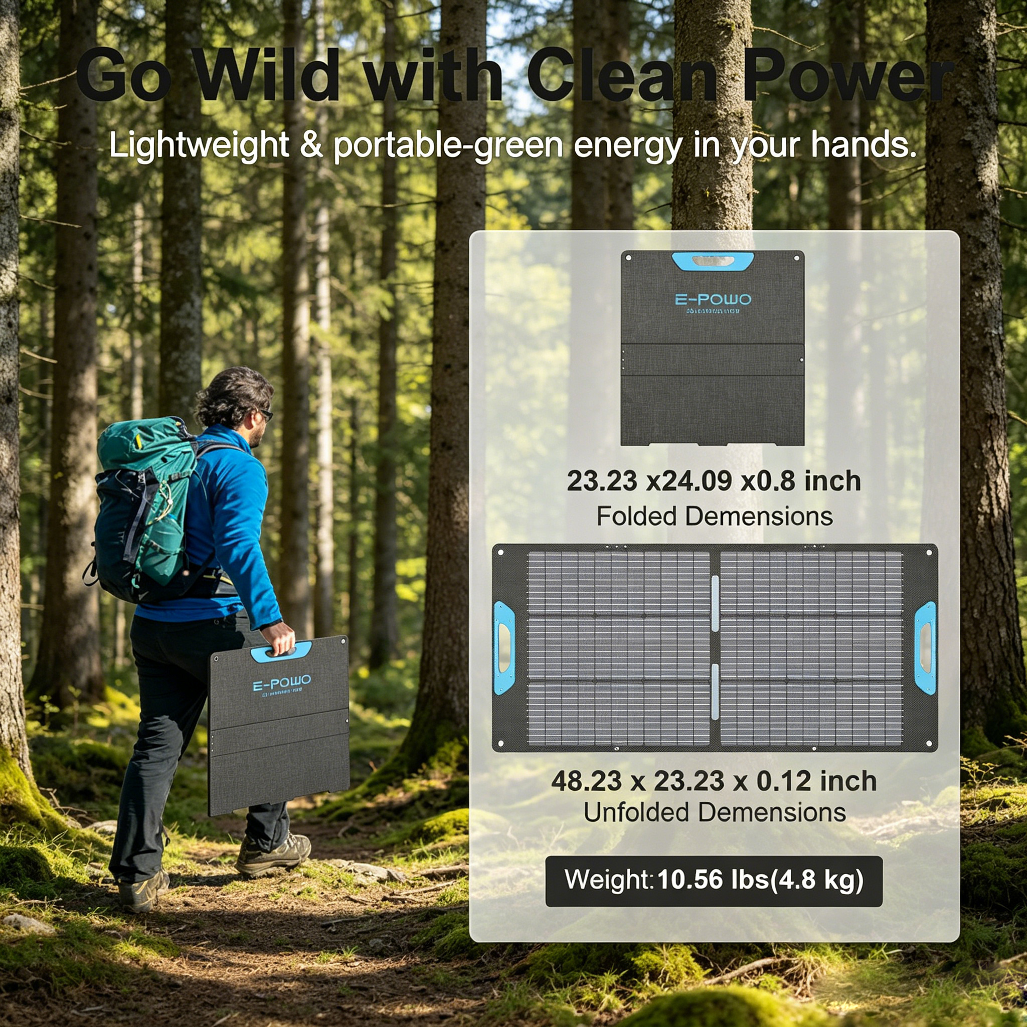 E-POWO 110W/220w Portable Sola - Solar Charger Panel Foldable recension och pris