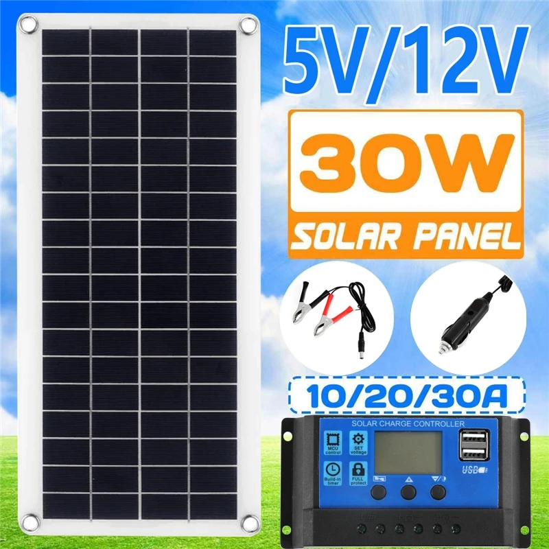 Solar Panel Kit 30W 12V Dual U - Solar Charger Panel Foldable recension och pris
