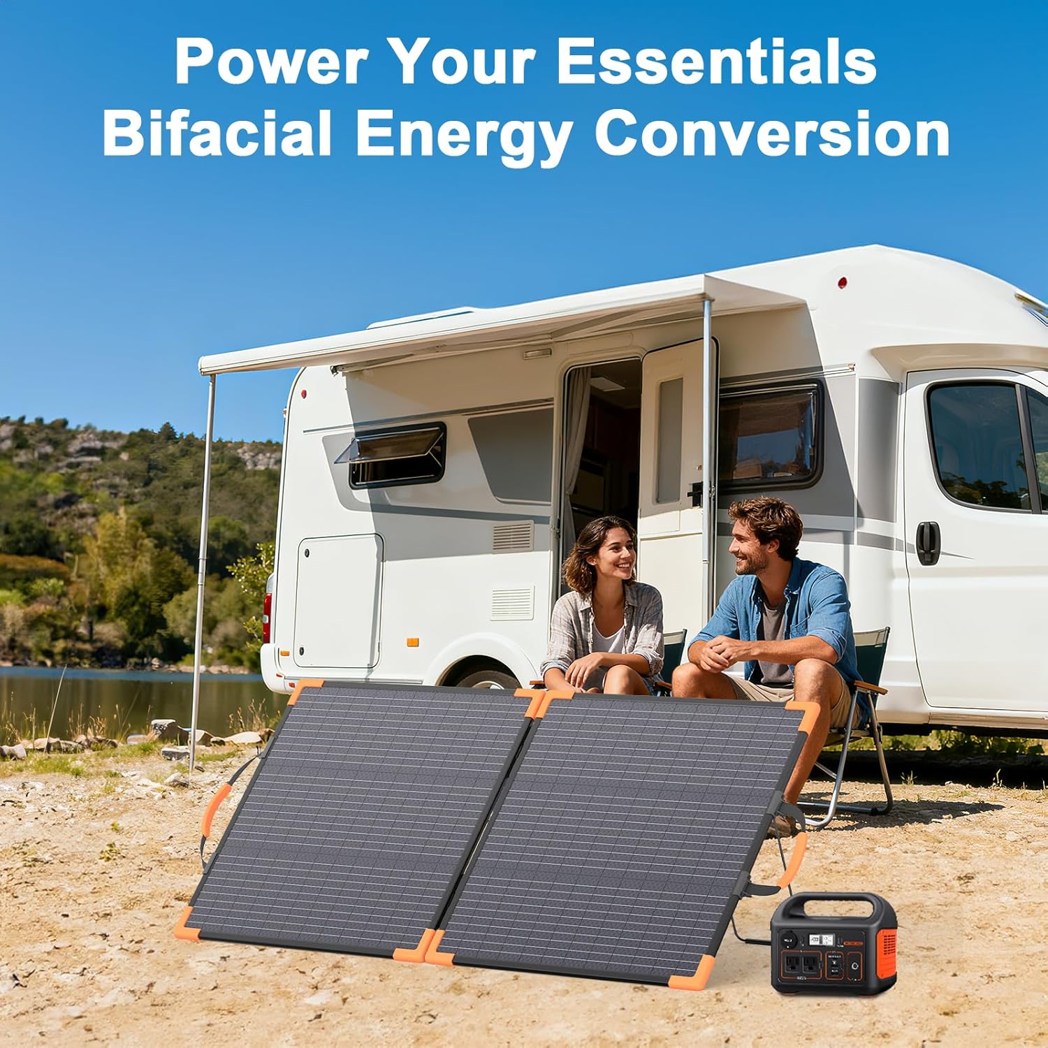 100W Bifacial Portable Solar P - Solar Charger Panel Foldable recension och pris