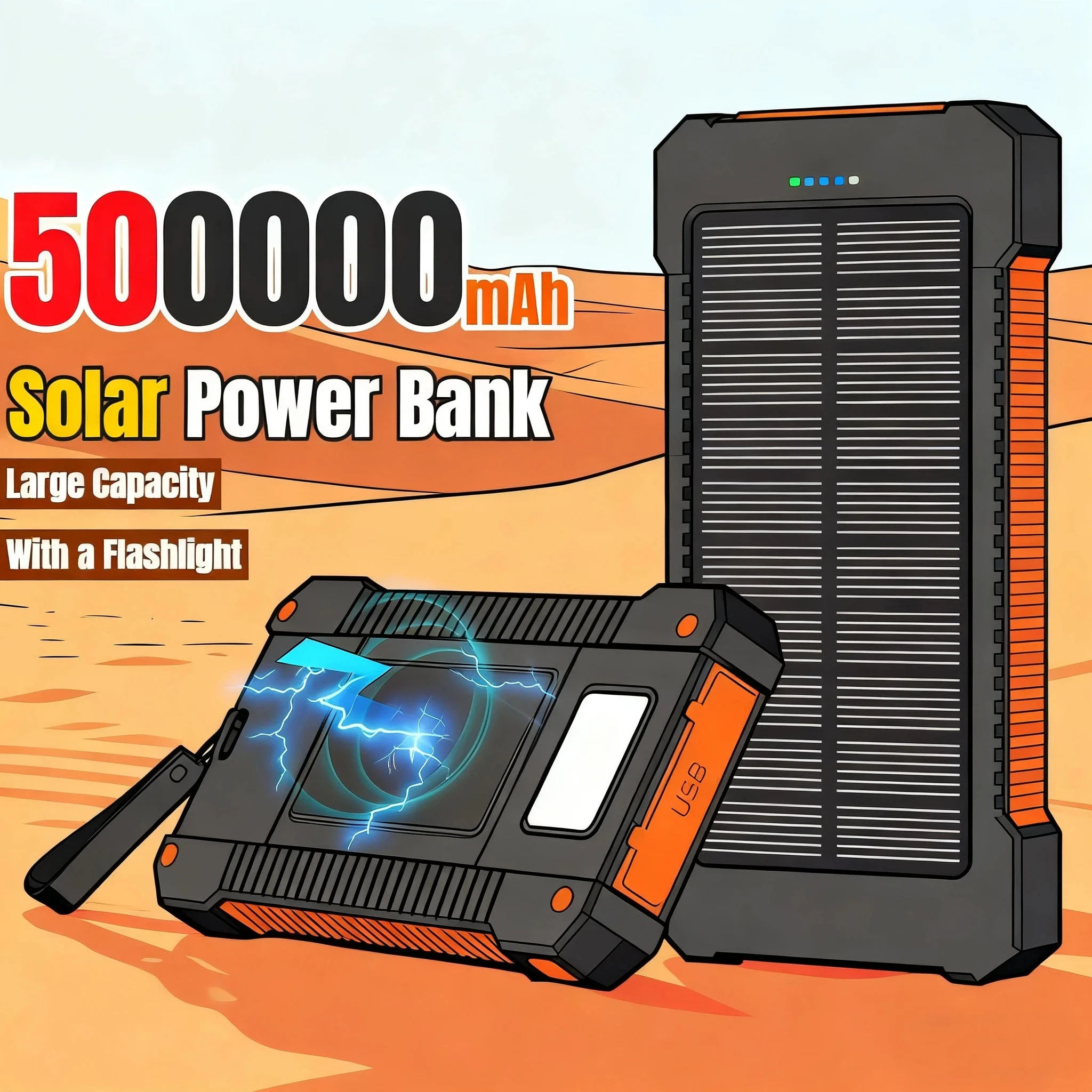 500000mAh Waterproof Outdoor S - Solar Charger Panel Foldable recension och pris